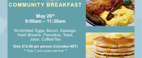 Monthly Community Breakfast – 9-11:30 AM 26 May 2024