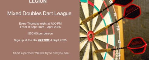 Mixed Doubles Dart League: Thursday 11 Sept 2025 – April 2026