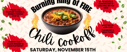 Annual Chili Cookoff – 2:00 – 6:00 PM November 15th
