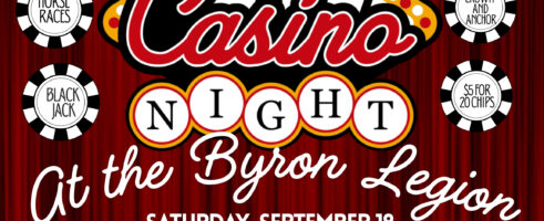 Saturday 19 Sept 2026 – 7 – 9 PM is Casino Night